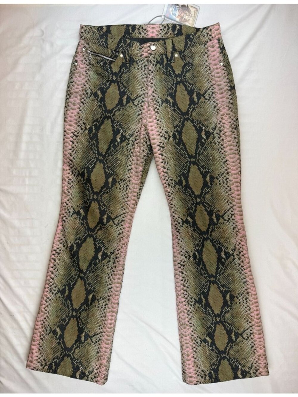 NWT Bogner Ski Pink & Brown Python Print Straight Leg Pants Size US 8 Vintage